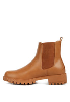 Rag Company Chelsea ankle boots for men in tan leather with grooved sole and elastic side panels