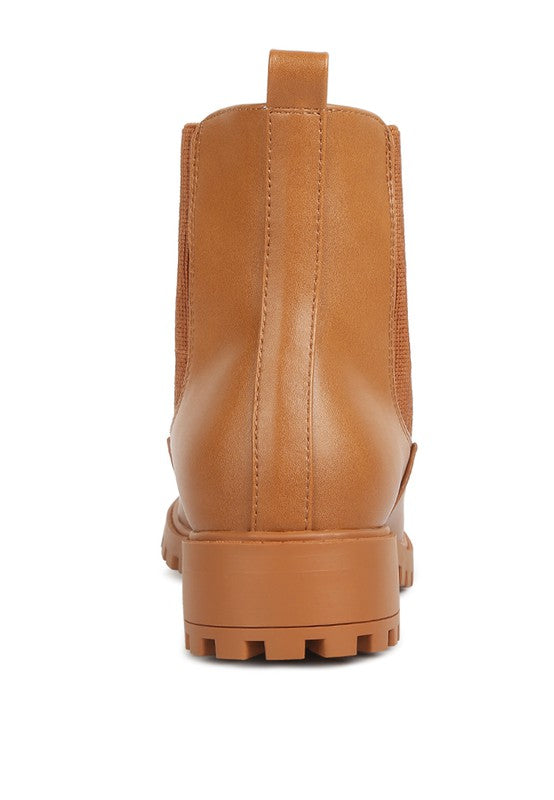 Back view of Rag Company Chelsea ankle boots for men in tan color with durable sole for versatile wear