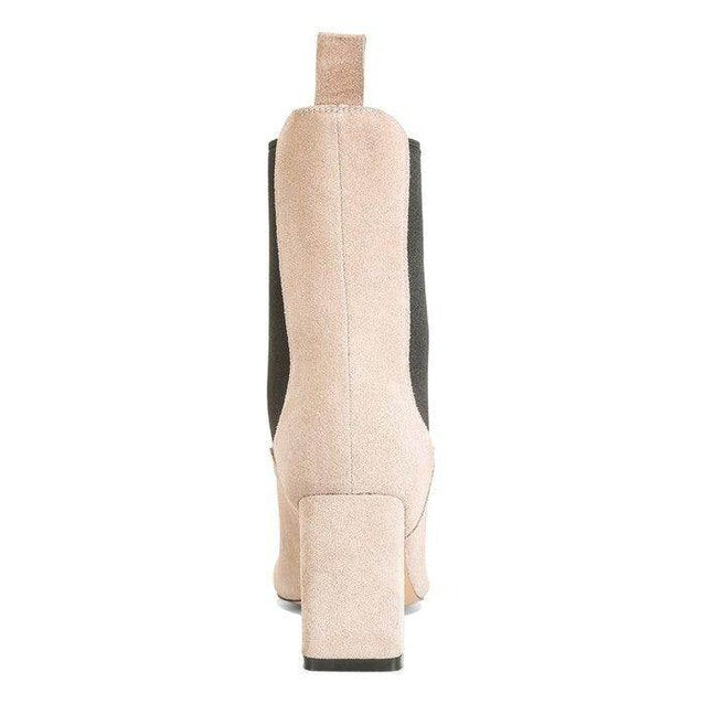 Women’s beige chelsea boot boots with block heels for stylish comfort