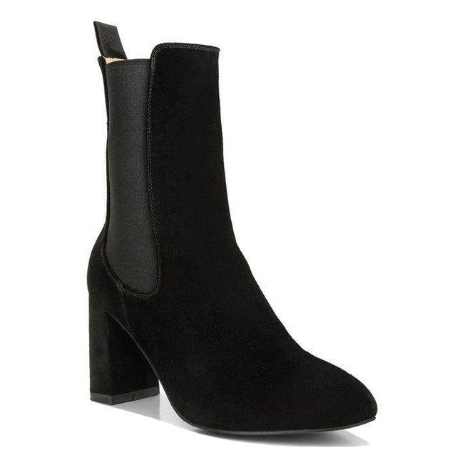 Women's black suede Rag Company chelsea boot boots with block heel