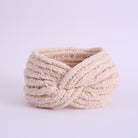 Bella Chic chenille headband for women in soft beige with twisted design for stylish hair styling