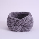 Soft gray chenille headband for women with stylish knot design, perfect for winter fashion