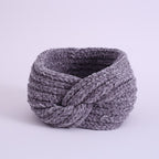 Soft gray chenille headband for women with stylish knot design, perfect for winter fashion