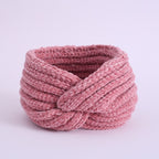 Bella Chic pink chenille headband for women with a stylish twist in a cozy knitted design