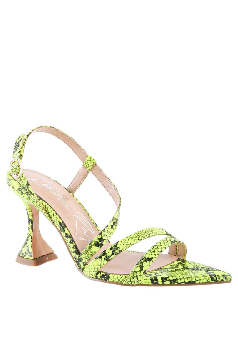 Cherry Tart Snake Print Spool Heel Sandals