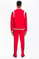 Mens 2PC Track Sets in Red, featuring a Chevy jacket set with stylish design and comfortable fit