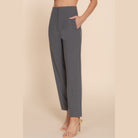 VacationGrabs chic high waisted dress pants for women in gray with a straight leg fit