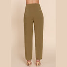 VacationGrabs chic high waisted dress pants for women in olive green with a straight leg fit