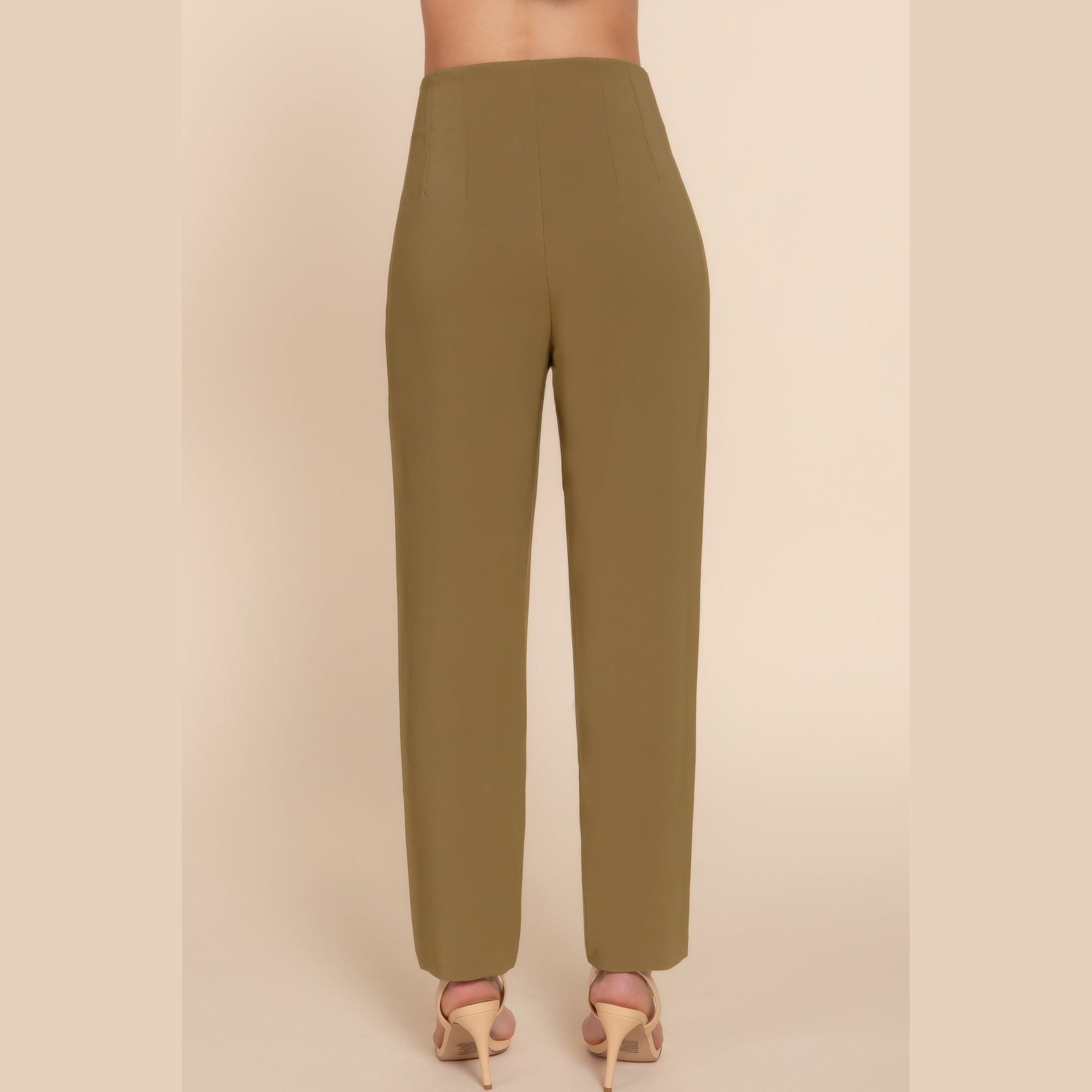 VacationGrabs chic high waisted dress pants for women in olive green with a straight leg fit