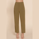 VacationGrabs chic high waisted dress pants for women in olive green with straight leg fit
