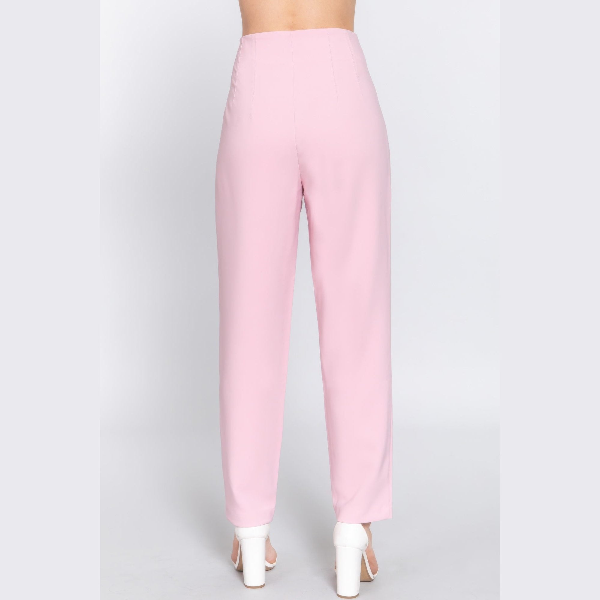 VacationGrabs pink chic high waisted dress pants for women with straight-leg fit and tailored style