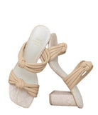 Oasis Society chic vacation heels in beige with stylish knot design and comfortable block heel