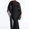 Black chiffon shawl for elegant evening wear or formal occasions