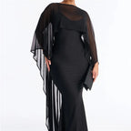 Black chiffon shawl for elegant evening wear or formal occasions