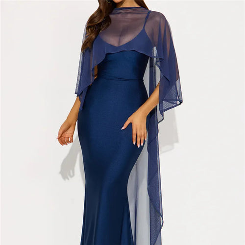 Elegant navy chiffon shawl for formal occasions and special events