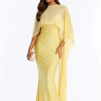 Yellow chiffon shawl for elegant evening attire