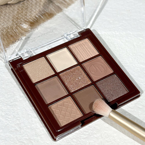 9-shade chocolate brown eyeshadow palette with matte and pearl finishes (photo 1 of 6)
