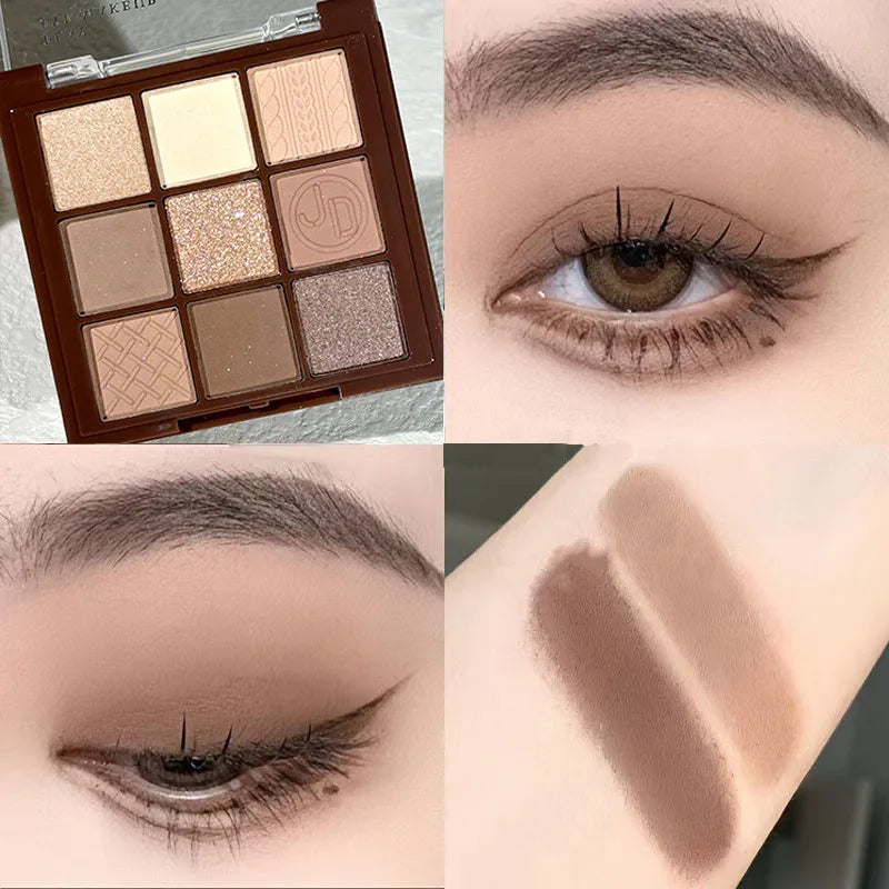 9-shade chocolate brown eyeshadow palette with matte and pearl finishes (photo 6 of 6)