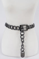Chunky chain waist belt in black with oversized buckle for a stylish accessory look
