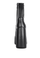 Rag Company women's chunky heel fashion boots in black with a sleek design and zipper closure
