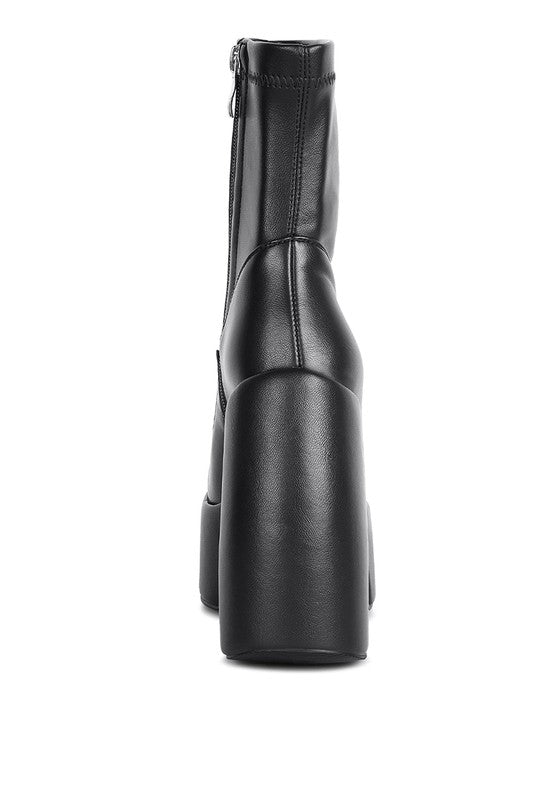 Rag Company women's chunky heel fashion boots in black with a sleek design and zipper closure