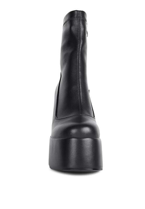 Rag Company Women's Chunky Heel Fashion Boots in Black with Sleek Design and Zipper Closure