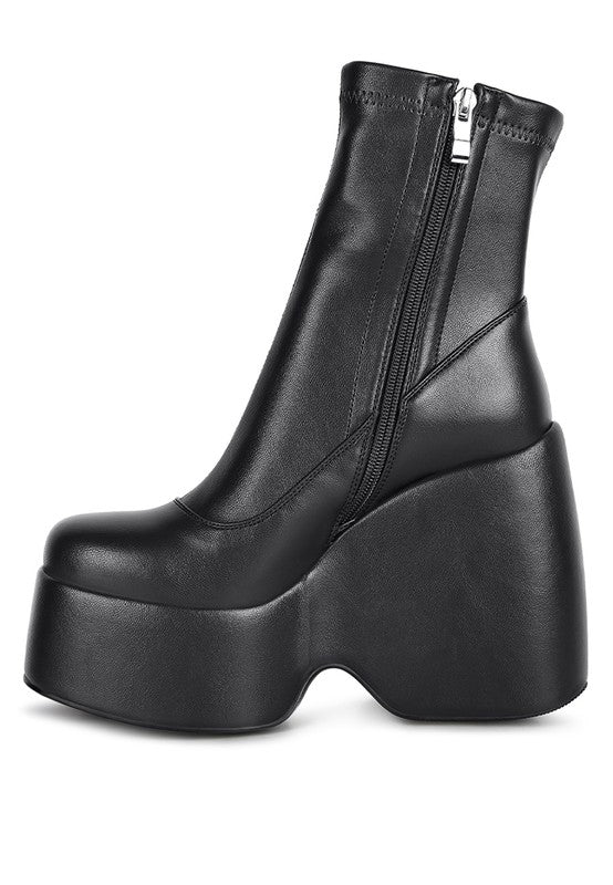 Rag Company black chunky heel fashion boots with a sleek design and zip closure for stylish outfits