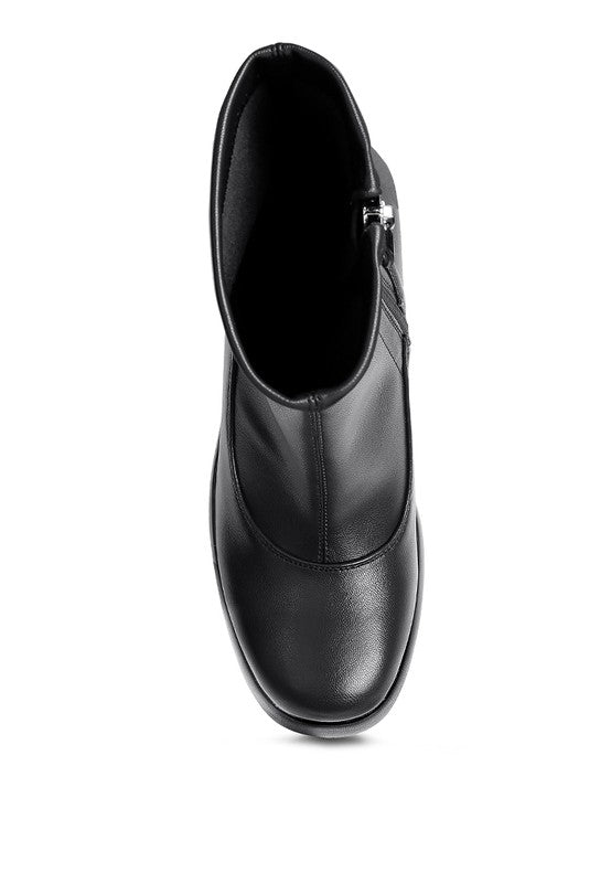 Rag Company women's black ankle boots with a stylish design and chunky heel fashion boots.