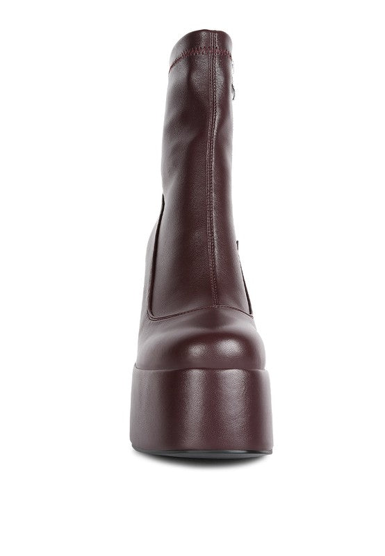Rag Company Women's Chunky Heel Fashion Boots in Burgundy with Sleek Design for Trendy Looks