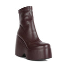 Rag Company chunky heel fashion boots in burgundy with a sleek ankle design for trendy outfits