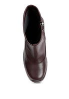 Rag Company women's ankle boots in burgundy with a sleek design and chunky heel fashion boots