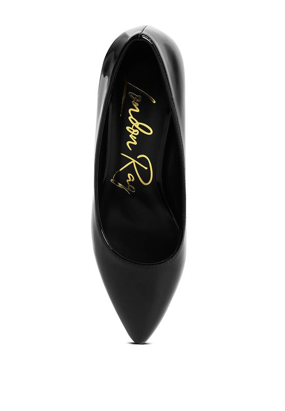 Black Rag Company chunky heel pumps for women with pointed toe and smooth finish