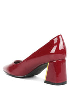 Rag Company red glossy chunky heel pumps for women with block heel design