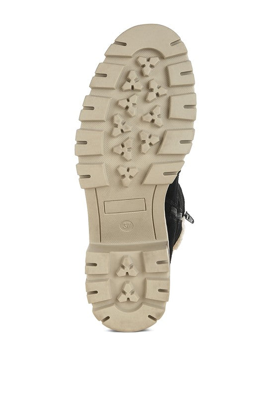 Rag Company chunky heel winter boots for women featuring a durable outsole for traction and stability