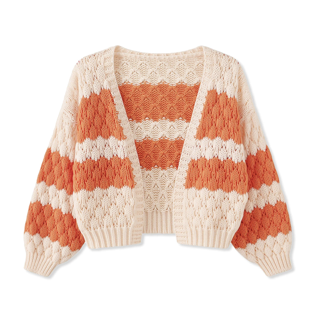 Chunky knit blanket in orange and cream colors for cozy decor
