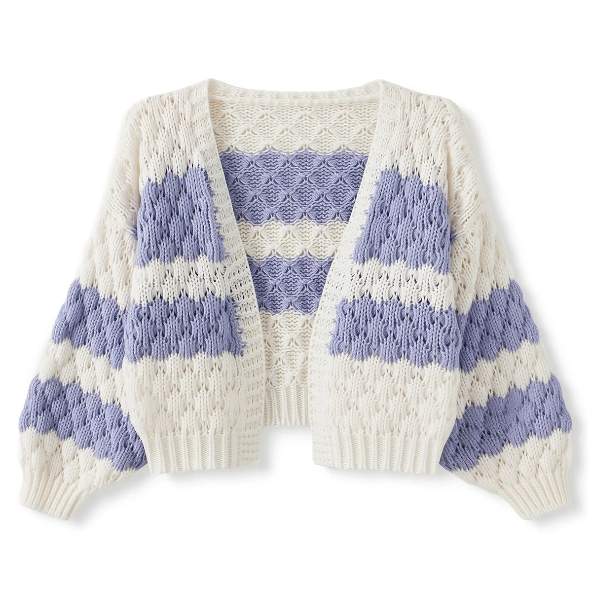 chunky knit blanket in cream and lavender for cozy home decor