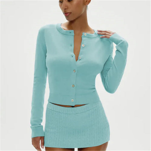 Aqua chunky knitted cardigan for stylish layering during cool weather