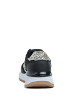 Women's chunky lifestyle sneakers in black with glittery accents