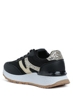 Women's black chunky lifestyle sneakers with glitter accents for stylish comfort