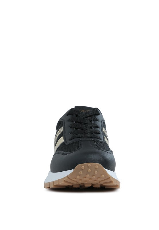 Women's black chunky lifestyle sneakers for casual everyday wear