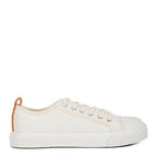 Women's white chunky lifestyle sneakers, casual canvas for everyday wear