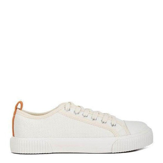 Women's white chunky lifestyle sneakers, casual canvas for everyday wear