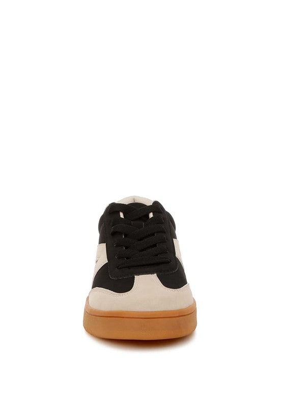 Women's black and cream chunky patchwork sneakers men for casual wear