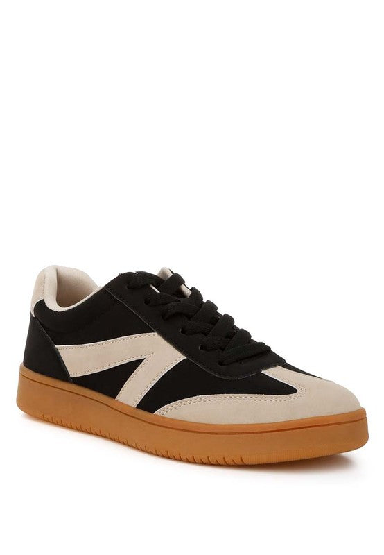 Rag Company chunky patchwork sneakers men in black and cream suede
