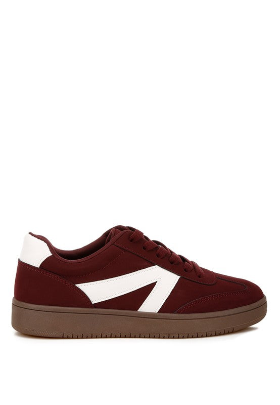Rag Company chunky patchwork sneakers men in burgundy and white for casual wear