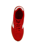 Women's red chunky patchwork sneakers, stylish and comfortable for daily wear