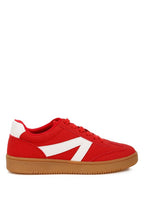 Rag Company chunky patchwork sneakers men in red canvas with gum sole