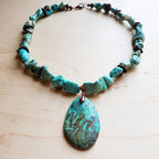 Chunky turquoise teardrop necklace featuring unique stone accents for a vibrant look