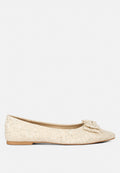 Cicely Jacquard Bow Embellished Ballet Flats