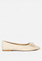 Cicely Jacquard Bow Embellished Ballet Flats